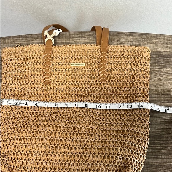 Catherine Malandrino Natural Woven Tote with Brown Handles - Picture 8 of 10